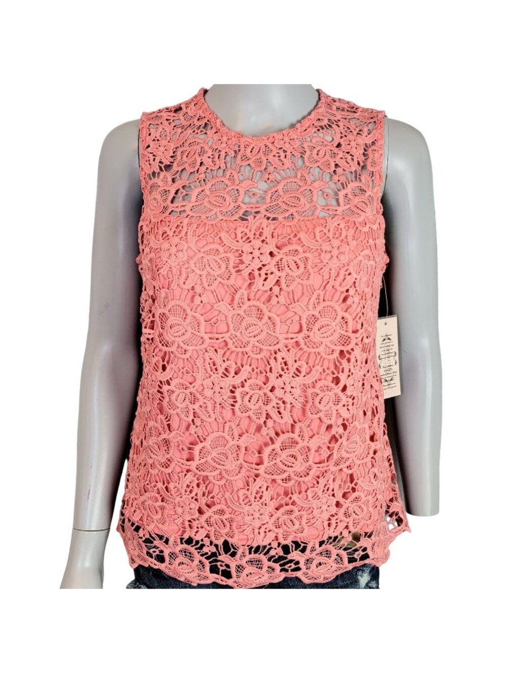 Nanette Lepore Crochet Lace Shirt Women Small Pink Tank Top Blouse New With Tags
